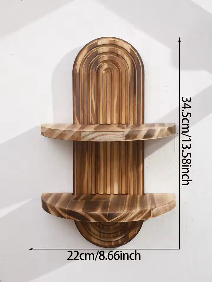 Fluted Arch Solid Timber Wall Shelf