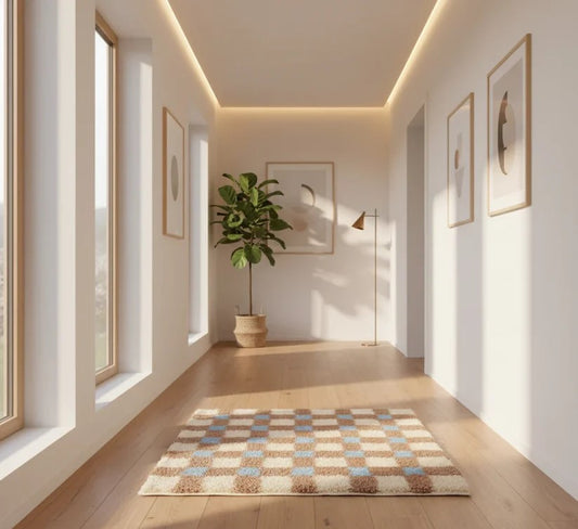 Geometric Checkerboard Plush Area Rug