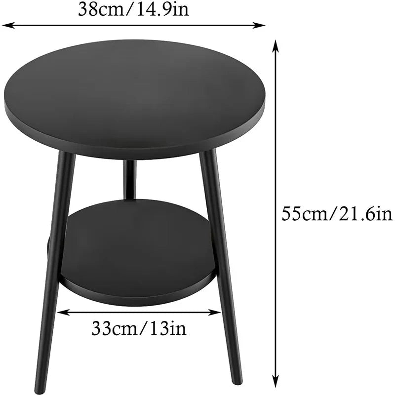 Matte Black Two-Tier Round Side Table