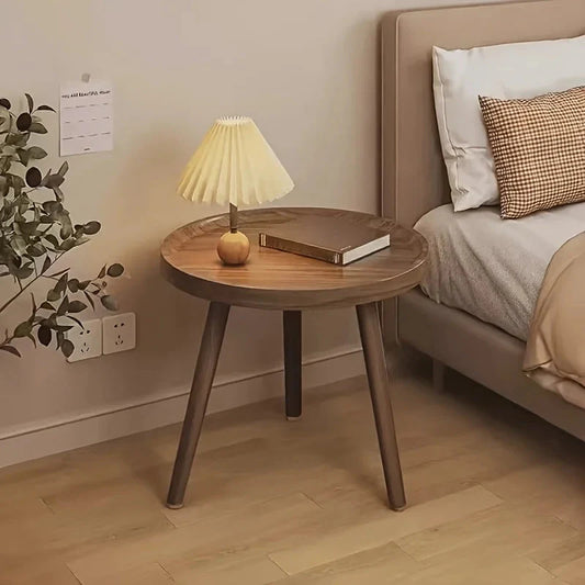 Round Wooden Tray-Top Side Table