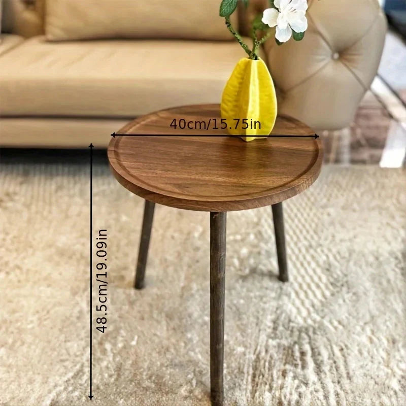 Round Wooden Tray-Top Side Table