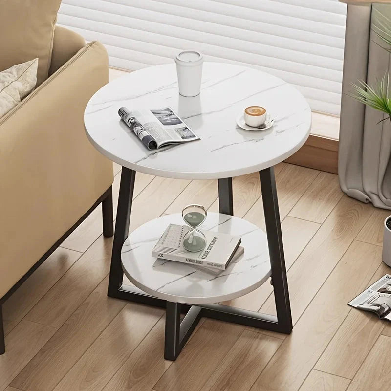 Two-Tier Faux Marble Side Table