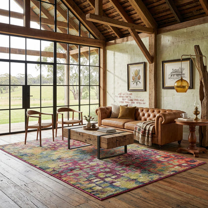 Abstract Mosaic Wool Blend Area Rug