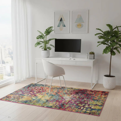 Abstract Mosaic Wool Blend Area Rug