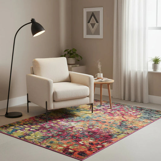 Abstract Mosaic Wool Blend Area Rug
