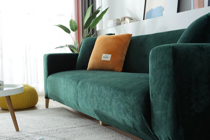 Dark Green Velvet Stretch Sofa Cover