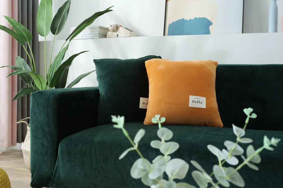 Dark Green Velvet Stretch Sofa Cover