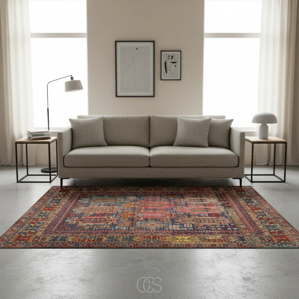 Distressed Vintage Tribal Area Rug