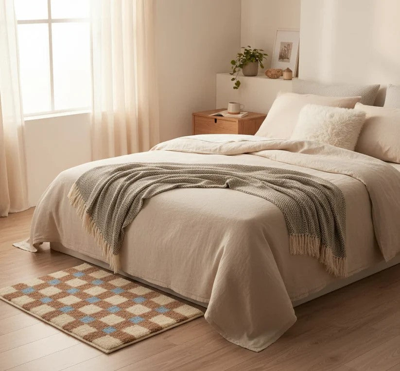 Geometric Checkerboard Plush Area Rug