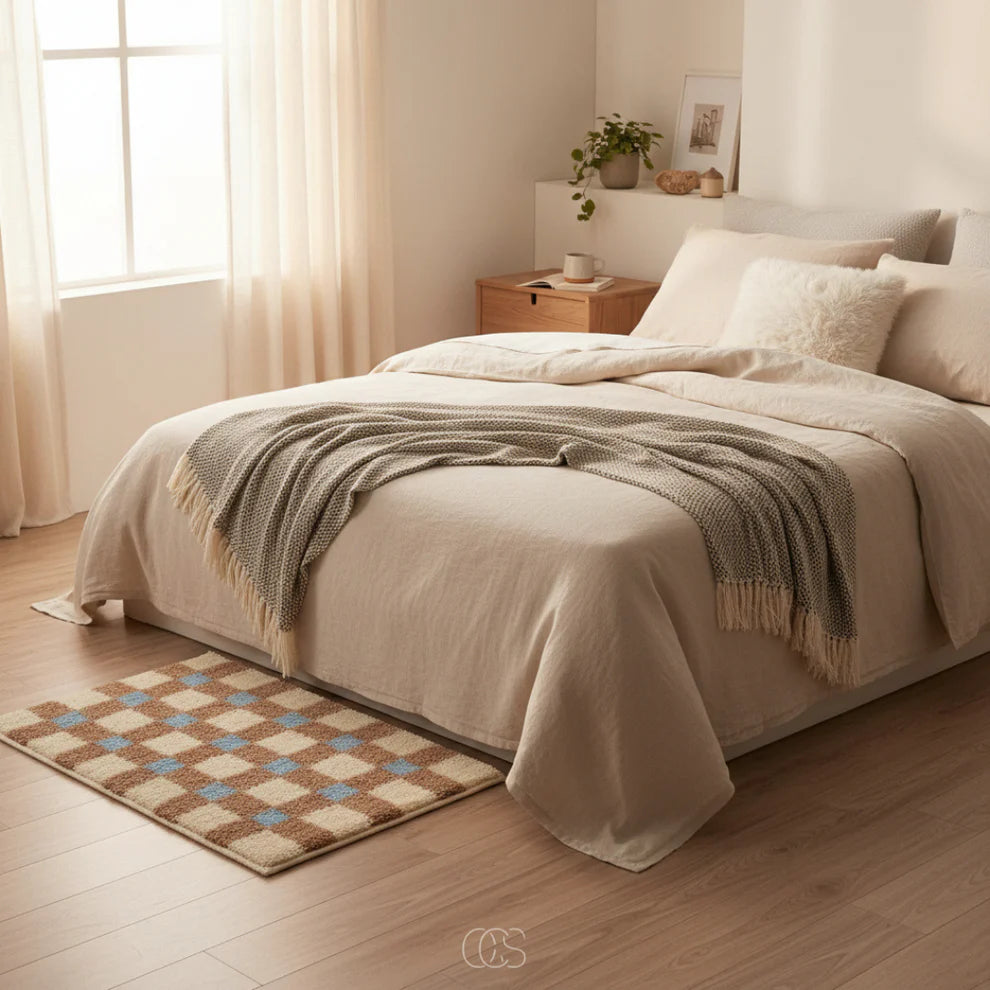 Geometric Checkerboard Plush Area Rug