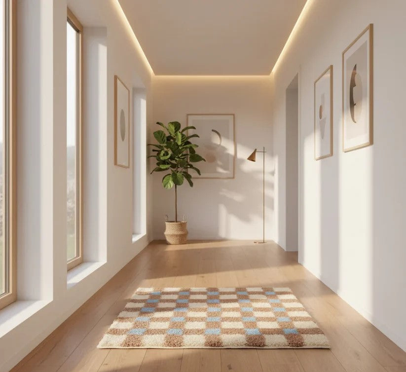 Geometric Checkerboard Plush Area Rug