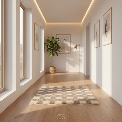 Geometric Checkerboard Plush Area Rug