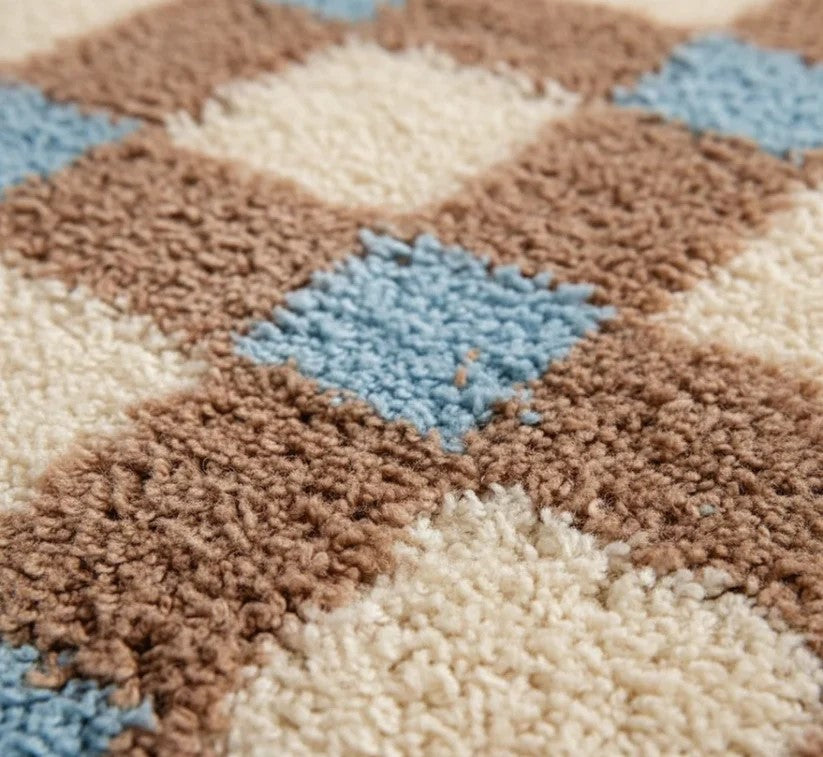 Geometric Checkerboard Plush Area Rug