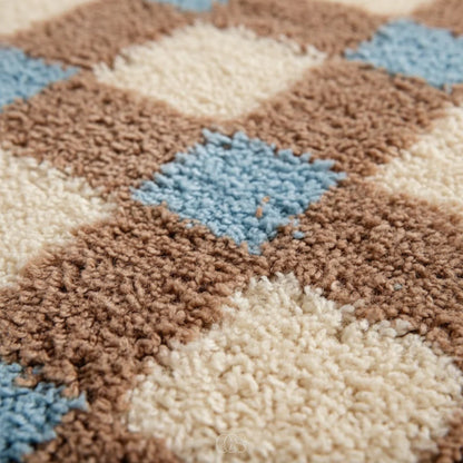 Geometric Checkerboard Plush Area Rug