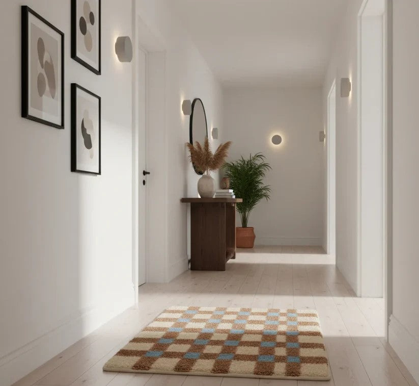 Geometric Checkerboard Plush Area Rug