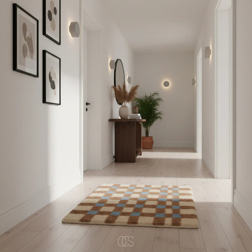Geometric Checkerboard Plush Area Rug