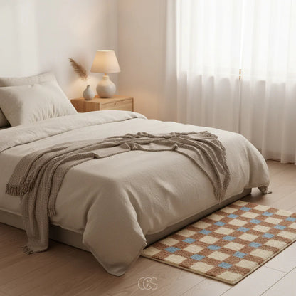Geometric Checkerboard Plush Area Rug