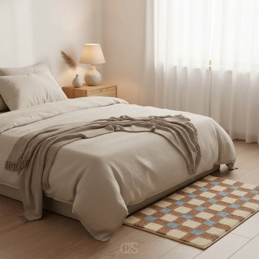 Geometric Checkerboard Plush Area Rug