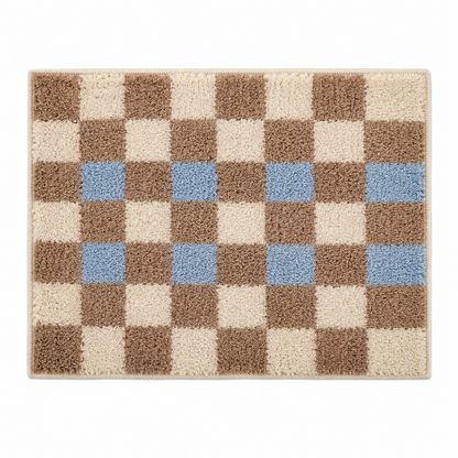 Geometric Checkerboard Plush Area Rug