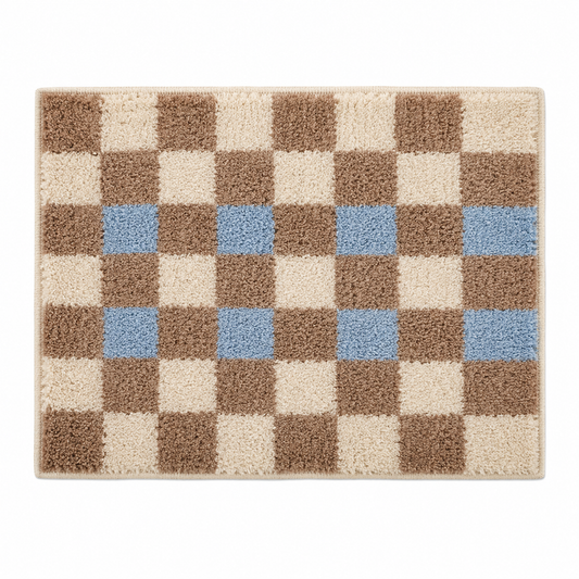 Geometric Checkerboard Plush Area Rug