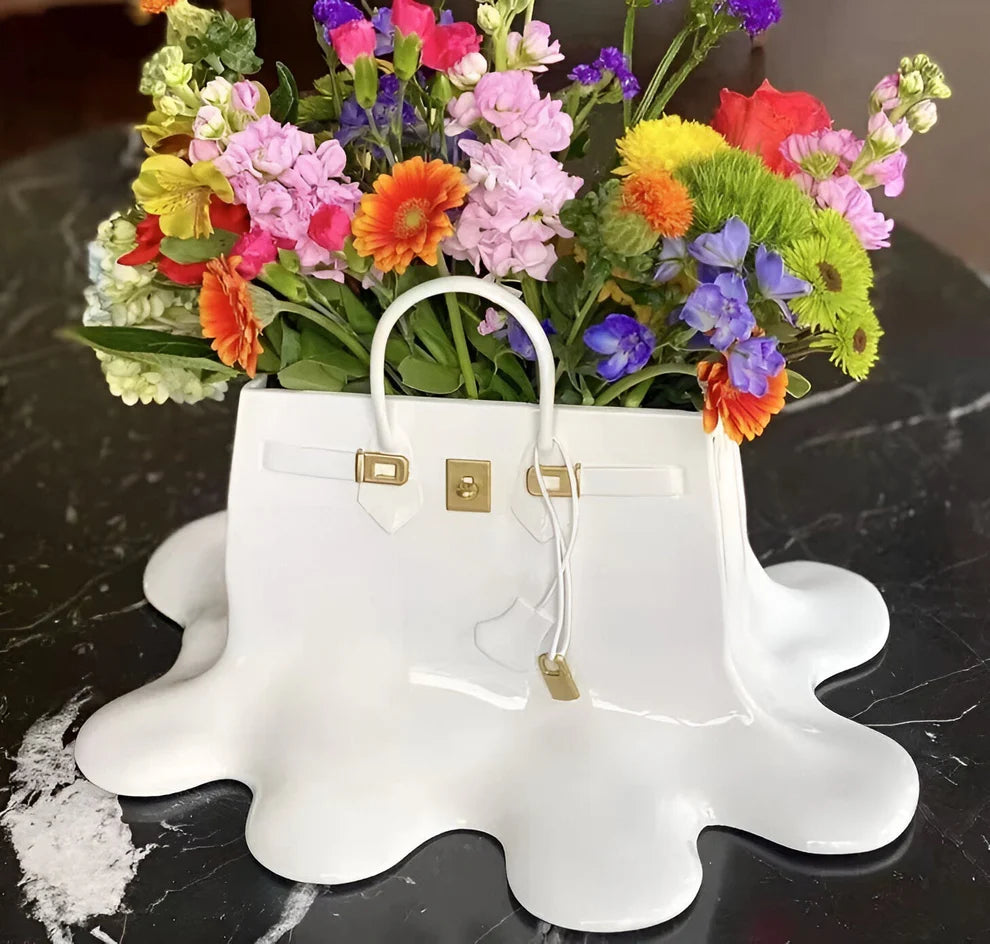 Glossy Resin Melting Handbag Vase