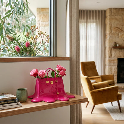 Glossy Resin Melting Handbag Vase