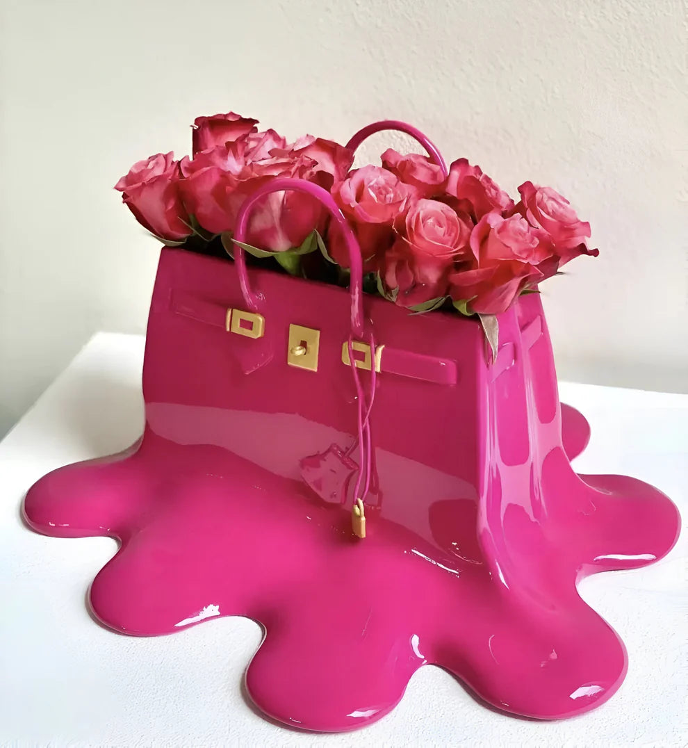 Glossy Resin Melting Handbag Vase