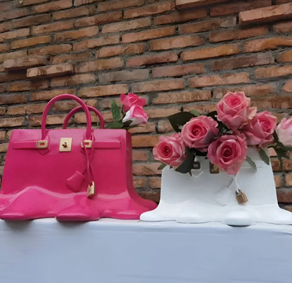 Glossy Resin Melting Handbag Vase