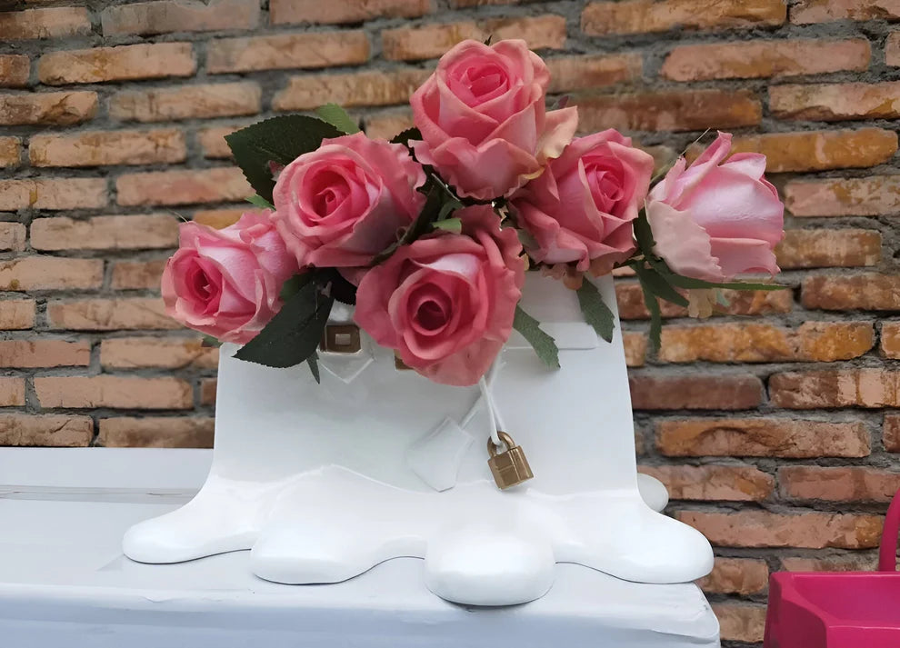 Glossy Resin Melting Handbag Vase
