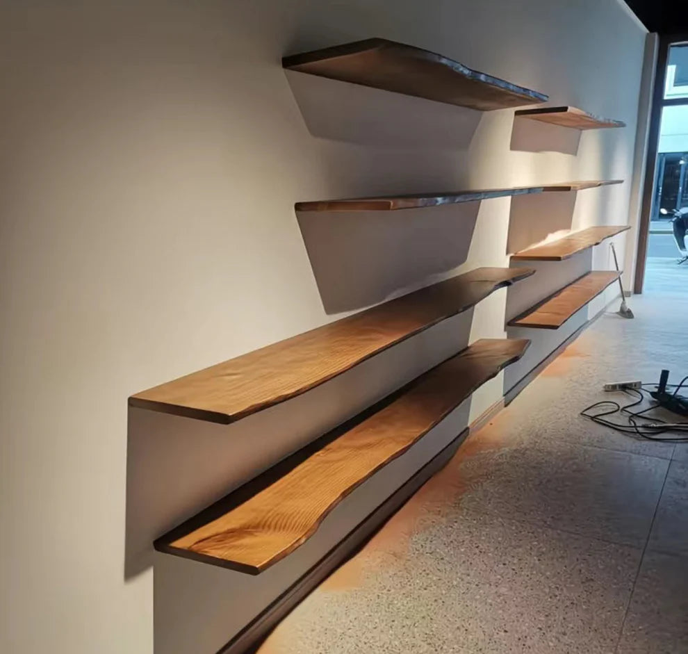 Hardwood Live Edge Floating Shelf