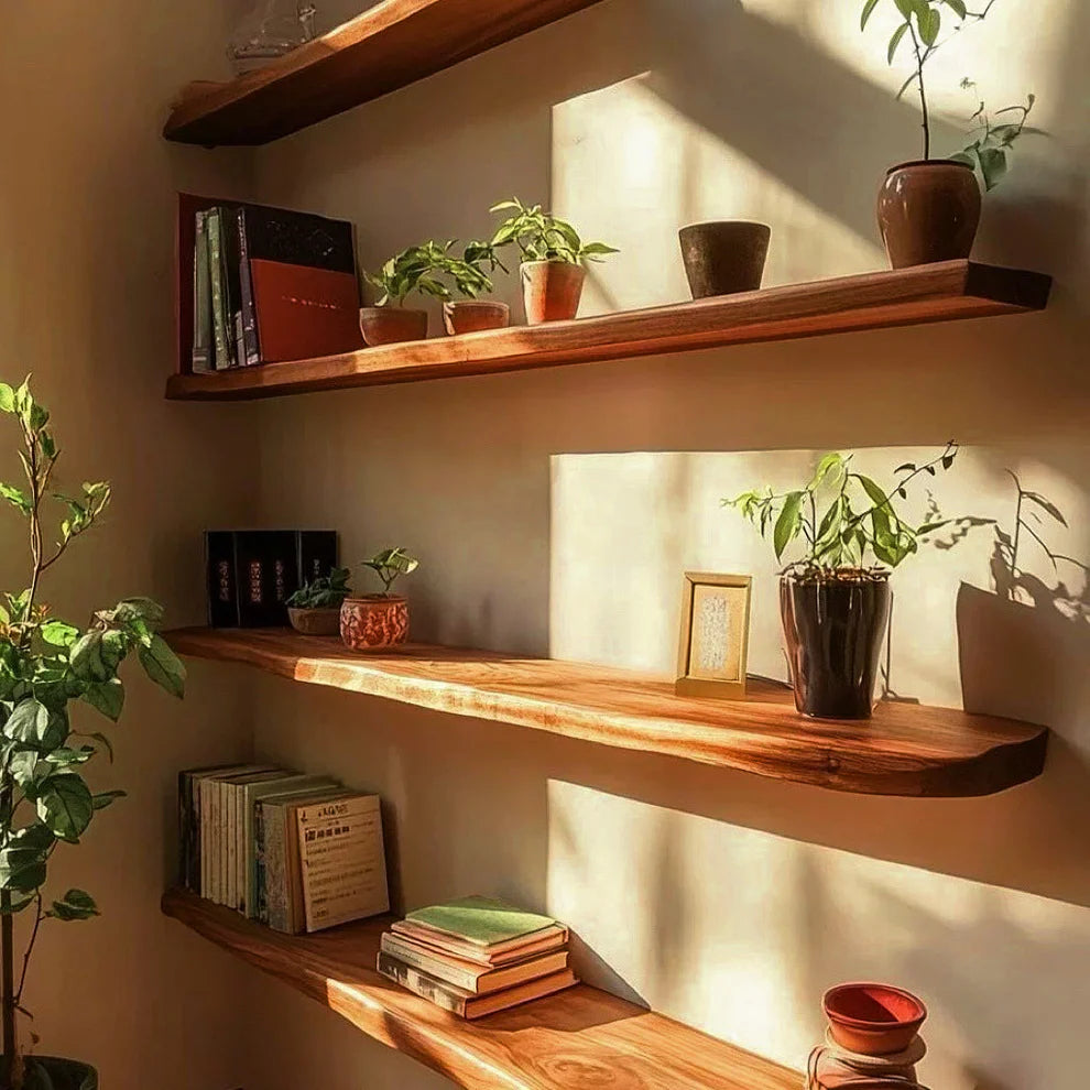Hardwood Live Edge Floating Shelf
