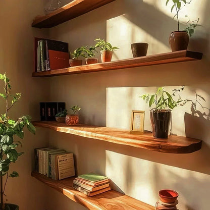 Hardwood Live Edge Floating Shelf