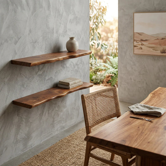 Hardwood Live Edge Floating Shelf