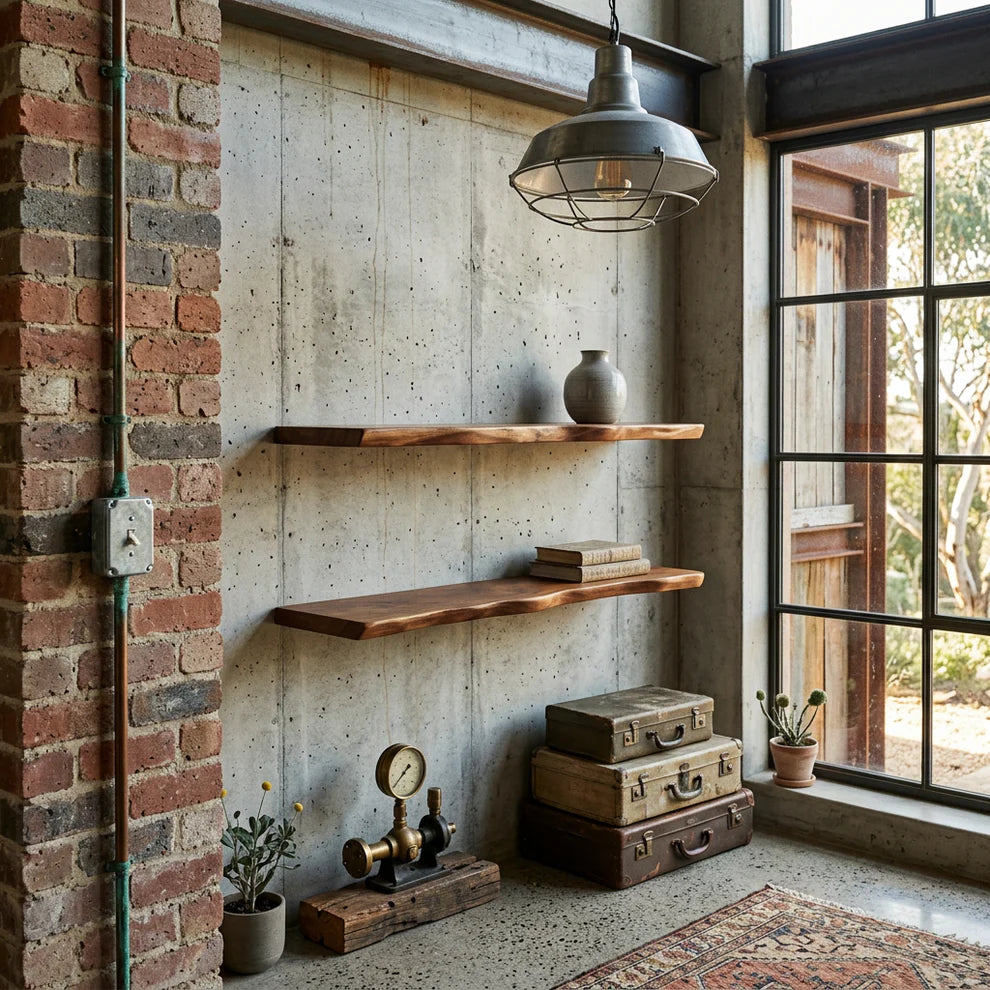 Hardwood Live Edge Floating Shelf