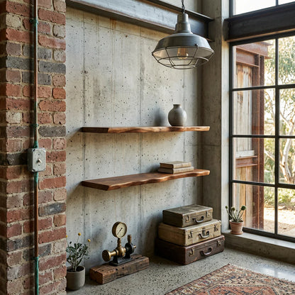 Hardwood Live Edge Floating Shelf