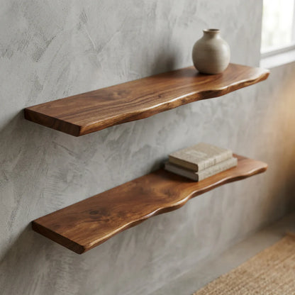 Hardwood Live Edge Floating Shelf