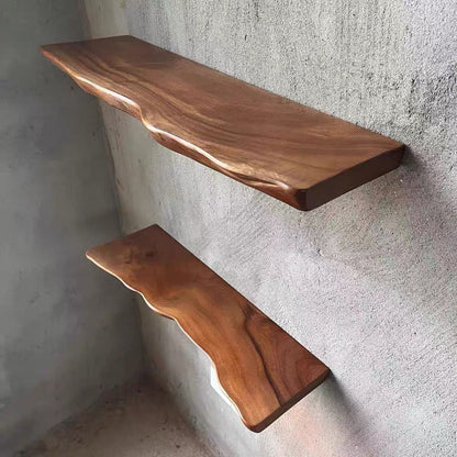 Hardwood Live Edge Floating Shelf