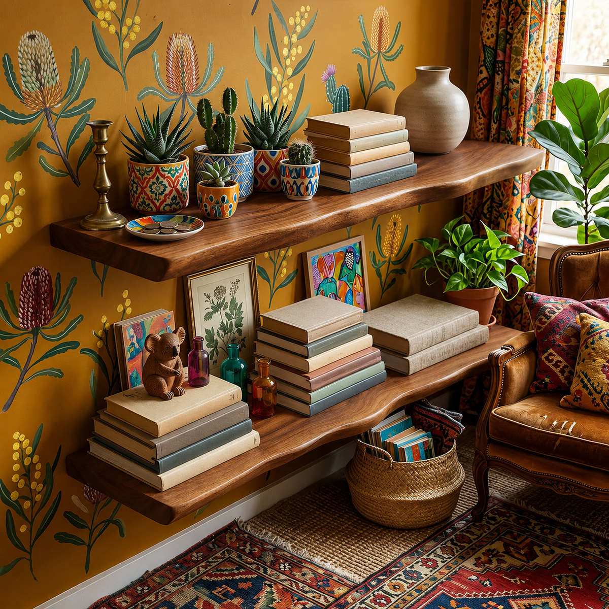 Hardwood Live Edge Floating Shelf