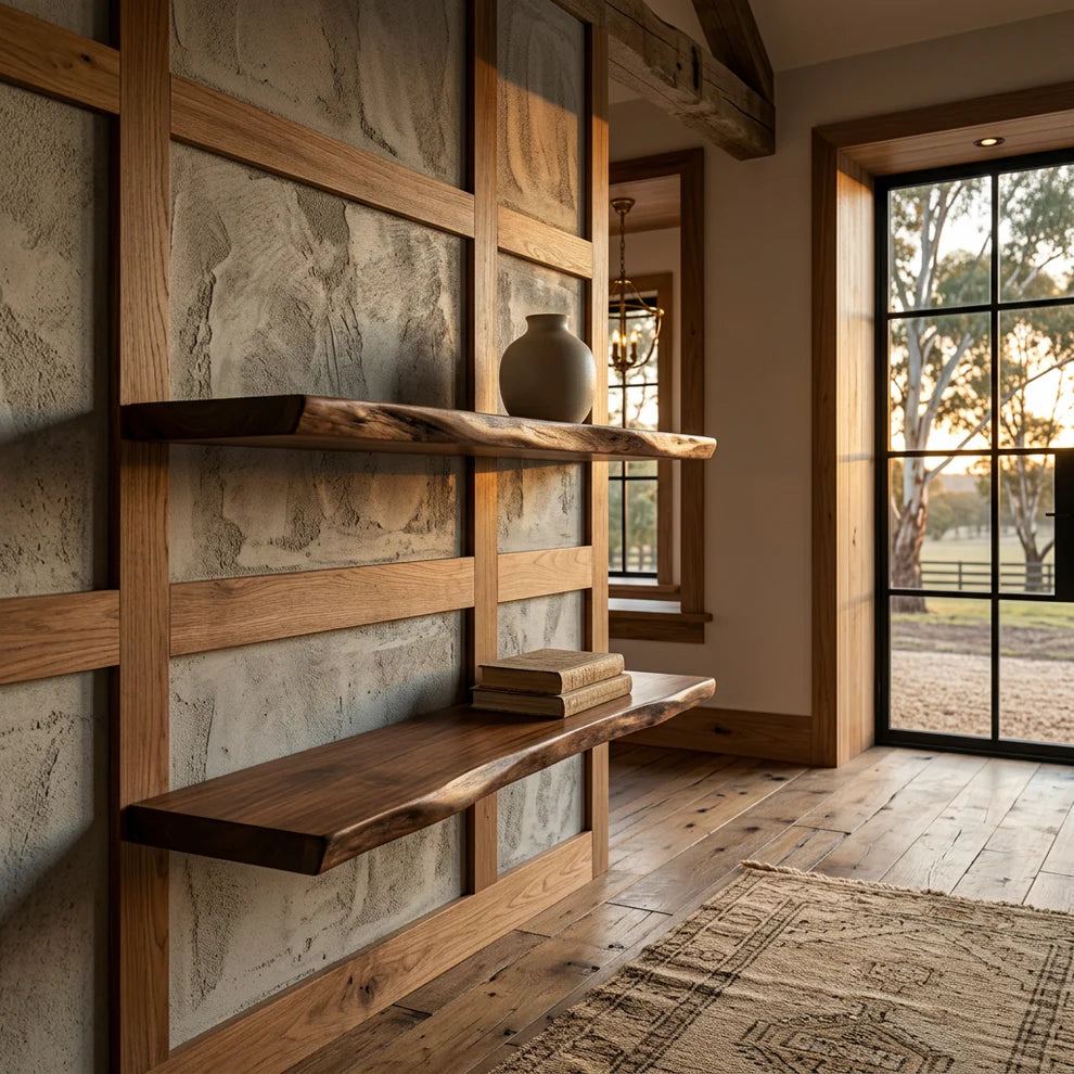 Hardwood Live Edge Floating Shelf