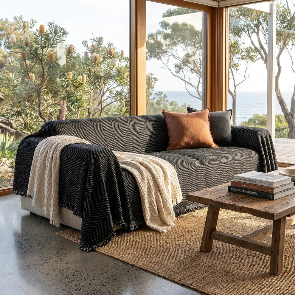 Herringbone Weave Sofa Protector Throw