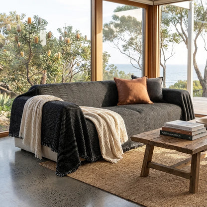 Herringbone Weave Sofa Protector Throw