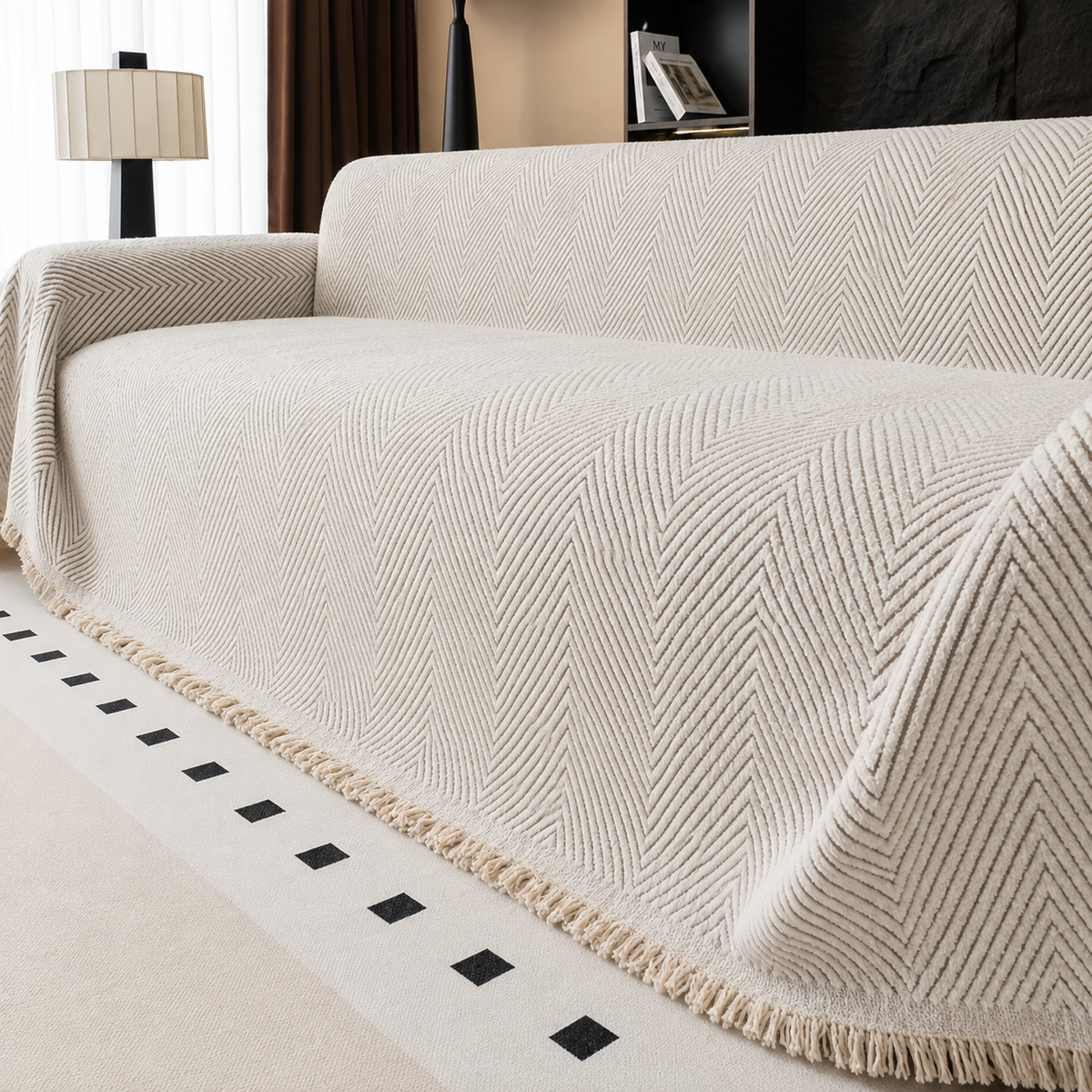Herringbone Weave Sofa Protector Throw