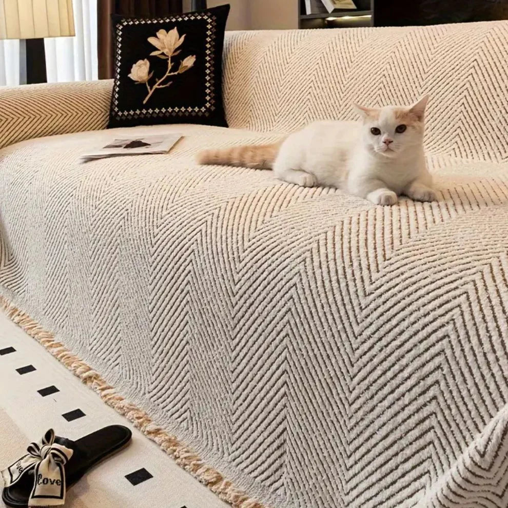 Herringbone Weave Sofa Protector Throw