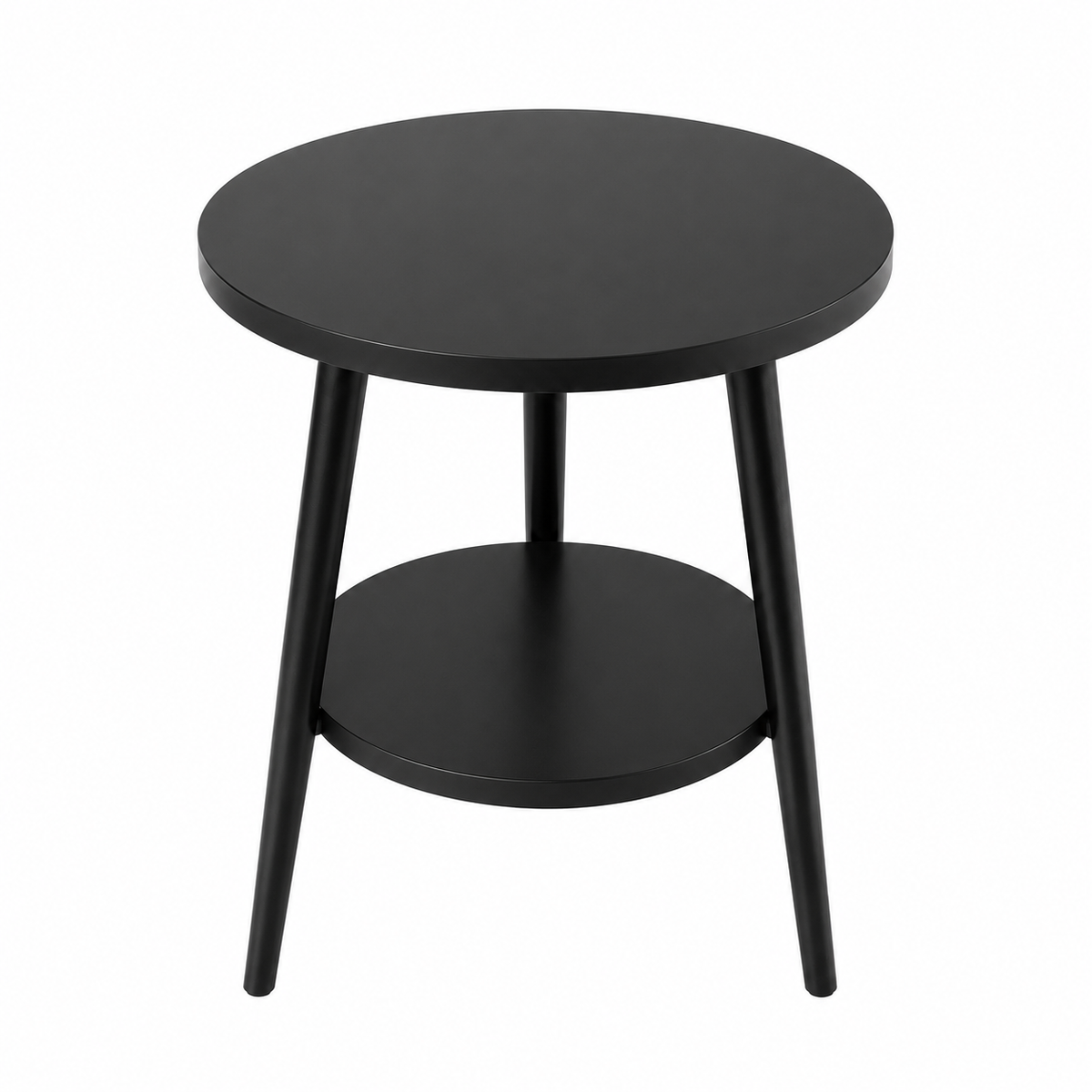 Matte Black Two-Tier Round Side Table
