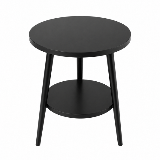 Matte Black Two-Tier Round Side Table