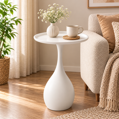 Matte Teardrop Tray-Top Side Table