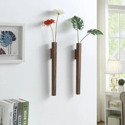 Minimalist Slimline Wooden Wall Mounted Vase
