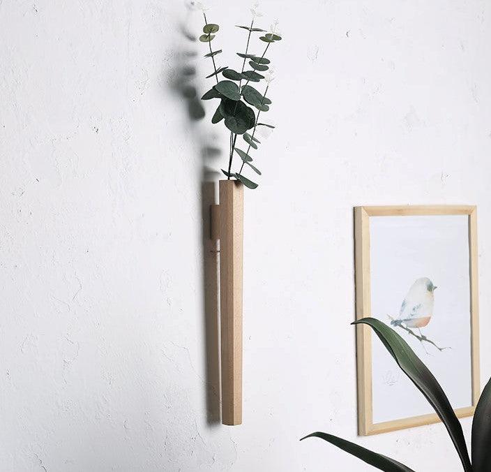 Minimalist Slimline Wooden Wall Mounted Vase