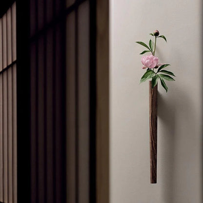 Minimalist Slimline Wooden Wall Mounted Vase