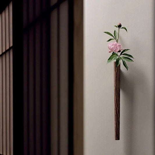 Minimalist Slimline Wooden Wall Mounted Vase